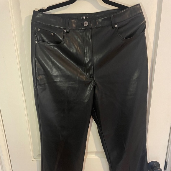 7 For All Mankind Faux Leather Straight Leg Pants, Size L, NWT - Picture 1 of 5